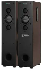 Zyrex Xaria 180W Dual Floor-Standing Tower Speaker with Wireless Mic. for Karaoke Support, Bluetooth 2.0 Home Theatre/Party Speaker/Multi Colour LED Light Setup 4X 8inch Woofer (Black/Wooden) price in India.