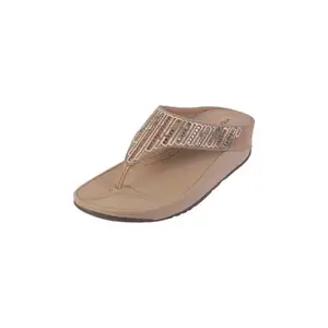 Mochi Women Beige Synthetic Leather Flat Comfort Chappal UK/5 EU/38 (32-824)