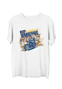 Wear Your Opinion Men's S to 5XL Premium Combed Cotton Printed Half Sleeve T-Shirt (Design : Keep Wandering,White,XXXX-Large)