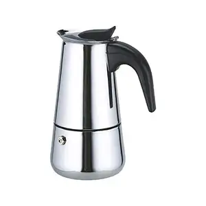 DEVZA DEVZA Stainless Steel Espresso Coffee Maker Moka Pot, 9.2 X 5.4 X 4.7 Inch, Silver