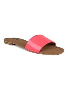 Inc.5 Women Neon Pink Solid Flat Mules Sandals