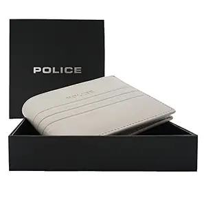POLICE Rapido Men's Leather Overflap Coin Wallet with Card Slots - Light Grey
