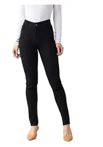 ARIHANT Creation Women's Black Skinny Fit High Clean Look Regular Length Clean Look Stretchable Denim Jeans (Pack of 1) (32)