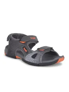 Liberty MONACO Men Sporty Casual Sandal With PU Upper | EVA Sole Sandal For Men | Stylish Mid Heel Sling Back Sandal For Men (8 UK - Grey)