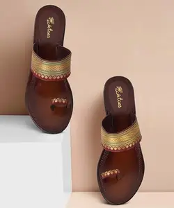 Picktoes PT-1192 Women's Maroon Synthetic Leather Casual Heel Sandal