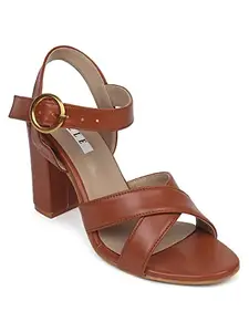 Elle Women's Heels Sandal, Tan, 6