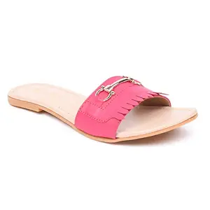 GNIST Women's Fringe Toe Strap Pink Sandal