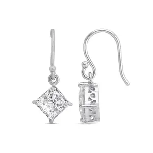 ZAVYA 925 Sterling Silver Cubic Zirconia Drop Silver Plating Drop Earrings | | Gift for Women and Girls | With Certificate of Authenticity and 925 Hallmark