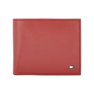 Tommy Hilfiger Waipa Leather Multicard Coin Wallet for Men - Navy & Red, 7 Card Slots