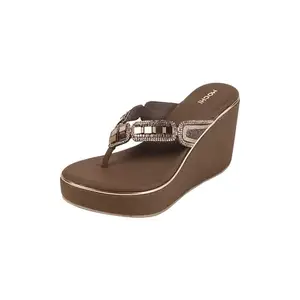 Mochi Women's Open Casual - Slippers with Black Platforms UK/2 EU/34(34-414)