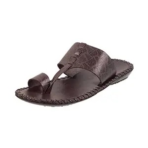 Metro Men Brown Leather Kolhapuri Chappal | Slipper UK/9 EU/43 (16-100)
