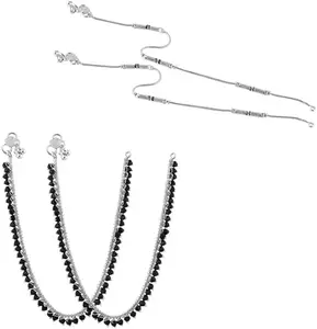 Heer Collection Jewellery Traditional Jewellery For All Occassions Anklets Payal Pair for Women/Girls Alloy Anklet - Combo Payal-108 & 119-(1-Pair Each)