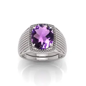 RRVGEM AMETHYST Ring 10.25 Carat AMETHYST stone Silver Plated Ring Adjustable Ring for Men and Women