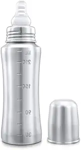 KINDAR CARE Baby's Stainless Steel Feeding Bottle | Silver 11 | Pack of 1 | 240 Ml