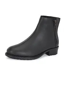 EL PASO Black Faux Leather Formal Side Chain Boots For Women - 06 UK