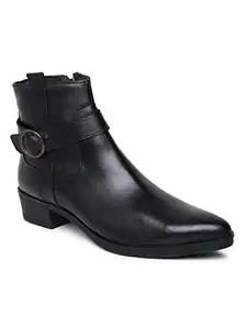 TEAKWOOD LEATHERS Teakwood Genuine Leather Black Women's Boots_Size 38