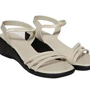 Kairo D Comfortable & Stylish Flat Sandals| Ideal for Casual & Formal Occasions (Cream, numeric_8)