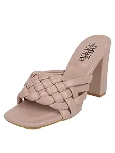 Shuz Touch Women Smart Casual Design Heeled Fashion Slippers - Nude