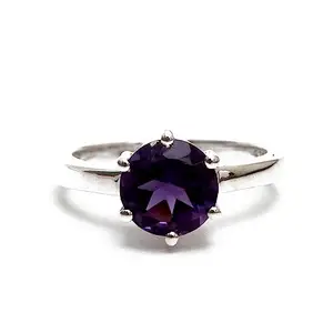 Hiflyer Jewels Natural Purple Amethyst Round Gemstone Ring For Her 925 Sterling Silver Jewelry Gift For Women and Girls (16)