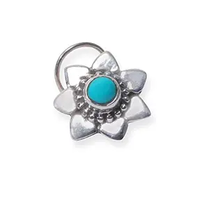 JSAJ 92.5 STERLING SILVER TURQUOISE STONE WIRE NOSEPIN FOR GIRLS WOMENS