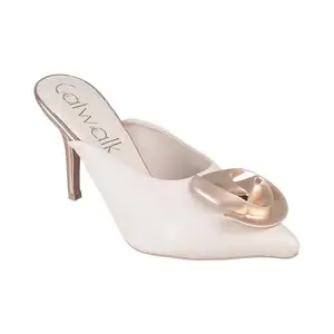 Catwalk Women Stylised Open Back Kitten Heels | For Women & Girls (Beige,7 UK)