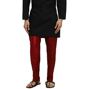 Royal Kurta Men's Art Silk Sherwani Bottoms Silk Ethnic Pants (M, Maroon)