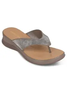 Liberty Healers S424 04 Casual Slipper For Women With TPR Sole | Comfortable and Lightweight | Trendy Design PU Outolse| Durable Soft Insole | Stylish Footwear and Cushioned Footbed (Grey 38 EU)