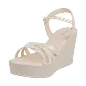 Mochi Women Dark Beige High Wedge Heel Fashion Sandal UK/7 EU/40 (34-54)