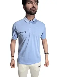 VATS Sports Men's G 20 Polo T-Shirt Regular Fit (Large, Light Blue)