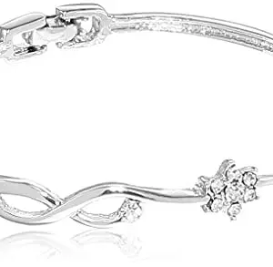 Estele 24kt Gold Plated Floral Fonder Open-able Bracelet for Women with Austrian Crystals