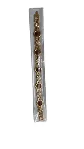 Kaveri Rudraksh Elegant Gold-Tone Link Bracelet with Brown Crystal Accents, Fashion Jewellery