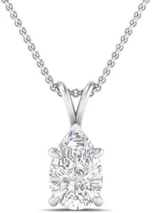 ZALKARI 3 Carat Pear Cubic Zirconia Solitaire Pendant Necklace In 925 Sterling Silver For Women | 6 Months Warranty | Valentine Gift For Women & Girls