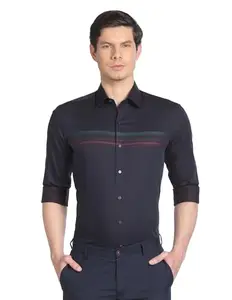 Arrow Men's Slim Fit Shirt (AWZ3PFV1MM4_Navy