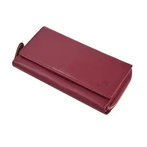 S S SHACHI SHACHI RFID Protected Pure Genuine Premium Cow Nappa Handmade leather wallet for women, Burgundy, Burgundy, Bifold