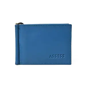 ASSESS Anti-Theft Genuine Leather RFID Protected Wallet, Minimalist Money Clip Slim Unisex Wallet, Bifold Wallet with Card Holder Slots for Men & Women with Gift Box Colour : Blue