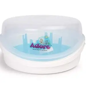 Adore Baby Bottle Microwave Steam Sterilizer (Clear)) Blue Colour | Pack of 1