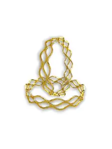 AARTISAI Traditional Gold Plated Brass Bangle Set for Women, Round Crystal Stones, Slip-on Clasp, 30g (2.11)