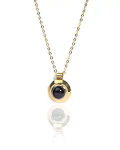 Gempro Genuine Onyx Gemstone Evil Eye Golden Chain Pendant for Women