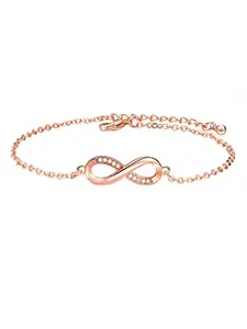 Yellow Chimes Bracelet for Women and Girls Rosegold Bracelets for Women | Rosegold Plated Valentines Special Infinity Love Crystal Chain Bracelet | Birthday Gifts For Women Valentine Gift for Girls