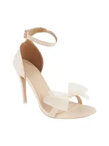 The White Pole Pencil Heels Comfortable & Trendy Party Latest Stylish Design Stiletto Heel Sandals For Girls & Women