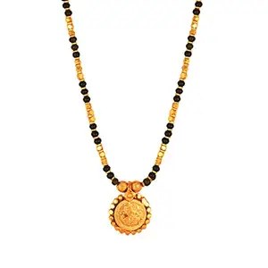 MEENAZ 2 Vati Wati Mangalsutra For Women Girls Temple South Indian Traditional 1 Gram Gold Stylish Maharashtrian Long Double Chain Double Mangal sutra Pendant Tanmaniya Black Nallapusalu Chains -705