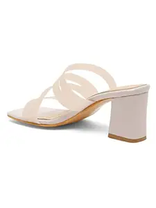 Bruno Manetti Women's Lilac Slipon Back Open Square Toe Upper PU Comfort Heels