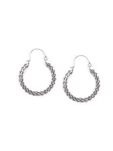Braided Beauty Silver-Plated Brass Hoop Earrings By Studio One Love