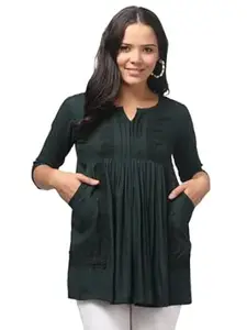 LIBA CREATIONS Women’s Pocket Lace Kurti Short Kurti | Casual Ethnic Wear.