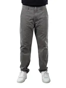 Celio Men Grey Solid Loose Fit Cotton Trouser (3596656169897, Grey, 32)