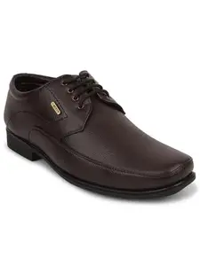 Liberty Fortune UVL 134 Formal Lacing Derby Shoes for Men with PU Sole | Comfortable Upper and Lightweight | Cushioned Footbed | Durable and Trendy Design | Quick Wear Elastic Laces (Brown 44 EU)