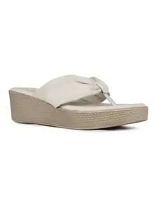 Inc.5 Womens Cream Party Wear Solid Round Toe Wedges Heel Sandals