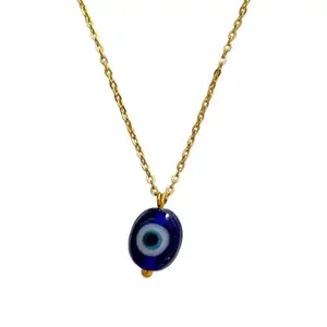 Digital Dress Room Necklace Blue Evil Eye Pendant Gold Plated Beautiful Adjustable Necklace For Women & Girls Jewellery (20 Inches)