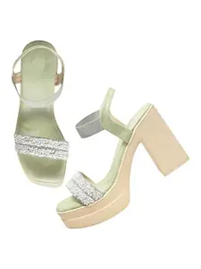 SELFIEE Casual and Classy Block Heel Sandals Comfortable Platform Party Heels For Womens & Girls
