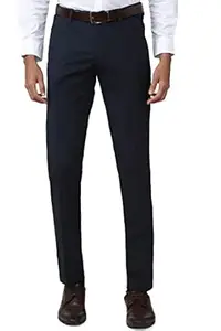 Peter England Men's Slim Fit Mid Rise Solid Formal Trouser